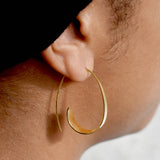 Gold Curled Ribbon Hoop Drop Earrings