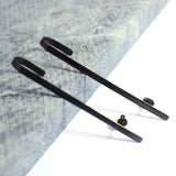 Oxidised Silver Black Bar Ear Cuffs