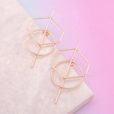 Rose Gold Geometric Hexagon Stud Earrings