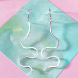 Hooped Silver Wavy Abstract Earrings