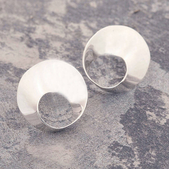 Swirl Silver Medium Stud Earrings