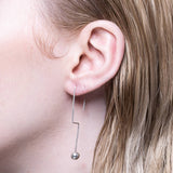 Silver Orb Ball Drop Earrings