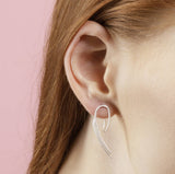 Silver Overlapping Bar Stud Earrings