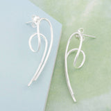 Silver Overlapping Bar Stud Earrings