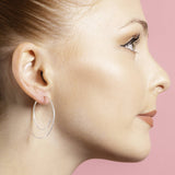 Silver Overlapping Two Way Ear Jacket Earrings