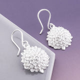 Silver Sunflower Drop Earrings