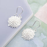 Silver Sunflower Drop Earrings