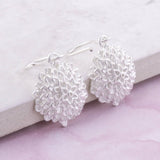 Silver Sunflower Drop Earrings