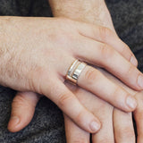 Men's Cut Out 18k Gold Plated Silver Ring