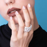 Solid Silver Organic Textured Statement Ring