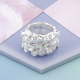 Solid Silver Organic Textured Statement Ring