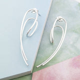 Statement Silver Curled Wishbone Earrings