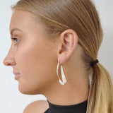 Ribbon Teardrop Sterling Silver Curved Hoops