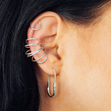 Minimalist Oval Silver Hoop Earrings