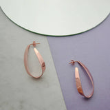 Rose Gold Ribbon Teardrop Hoop Earrings