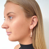 Rose Gold Ribbon Teardrop Hoop Earrings