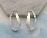 Ribbon Teardrop Sterling Silver Curved Hoops