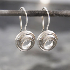 Spiral Ribbon Sterling Silver Hook Earrings