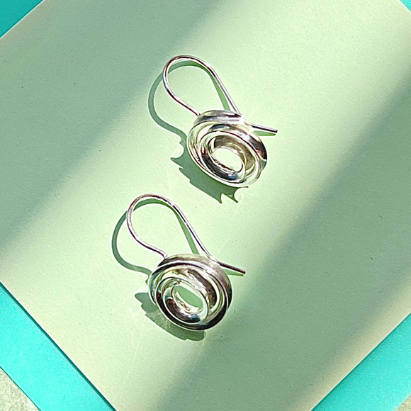 Spiral Ribbon Sterling Silver Hook Earrings