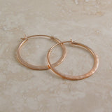 Small Hammered Rose Gold Hoop Earrings