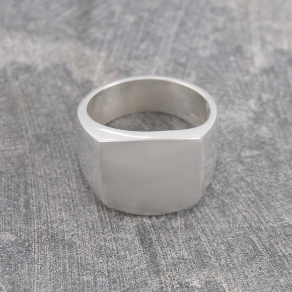 Square Mens Silver Signet Ring