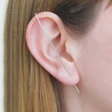 Silver Bar Ear Cuff Earrings