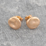 Organic Round Rose Gold Stud Earrings
