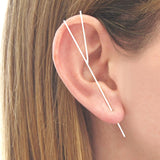 Silver Bar Ear Cuff Earrings