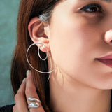 Geometric Silver Overlapping Statement Earrings