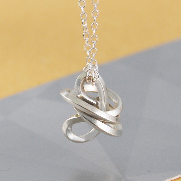 Angular Silver Knot Necklace
