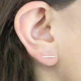 Curved Rectangle Silver Ear Jackets