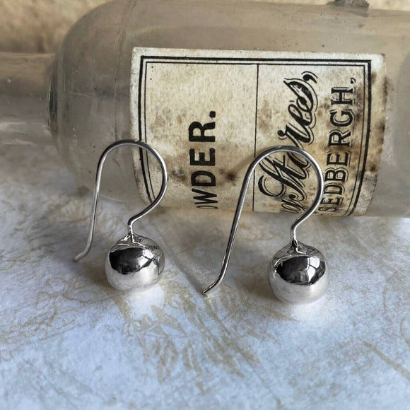 Ball Sterling Silver Hook Earrings