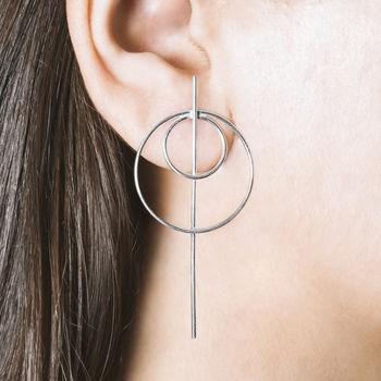 Geometric Double Circle Stud Earrings