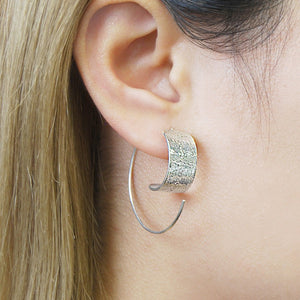 Textured Silver Hoop Earrings