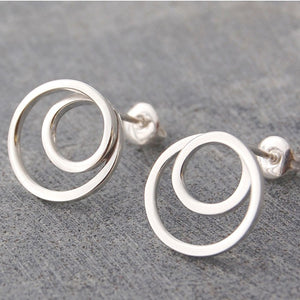 Silver Spiral Stud Hoop Earrings