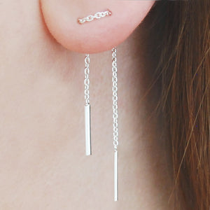 Threader Silver Drop Earrings