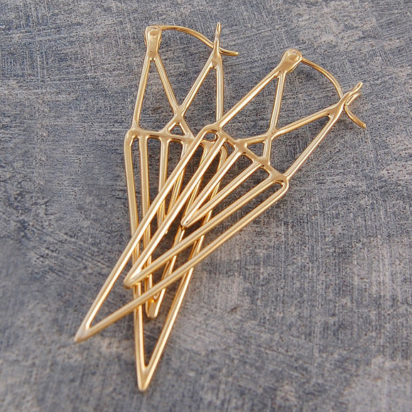 Aztec Geometric Gold Drop Earrings