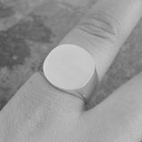Round Mens Silver Signet Ring