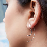 Modern Curved Sterling Silver Drop Earring