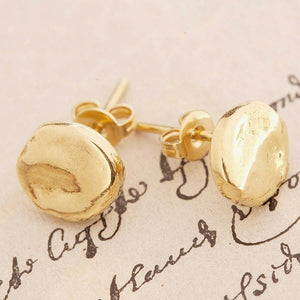 Organic Round Gold Stud Earrings