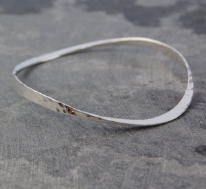 Hammered Curved Silver Bangle