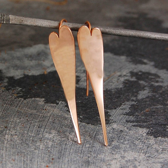 Curved Rose Gold Heart Earrings