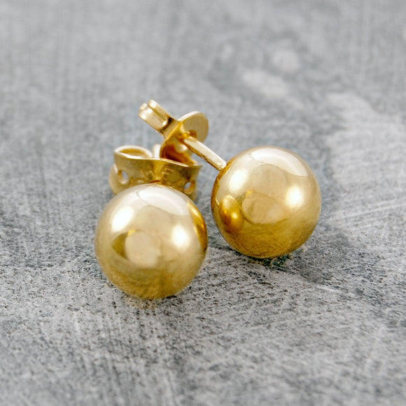 Large Gold Ball Stud Earrings