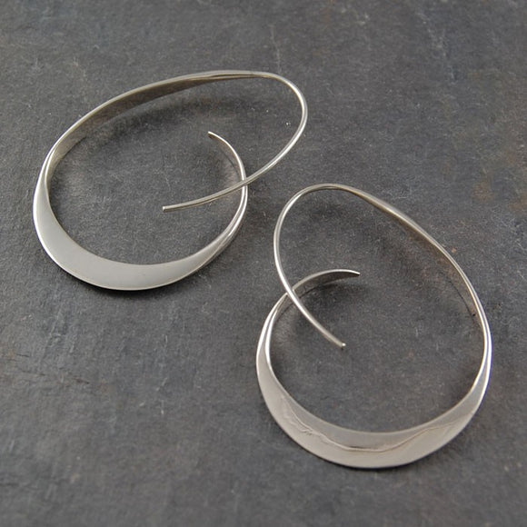 Tapered Silver Hoop Earrings