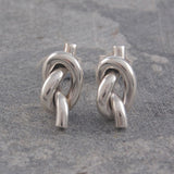 Large Nautical Knot Silver Stud Earrings