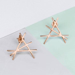 Abstract Rose Gold Stud Earrings