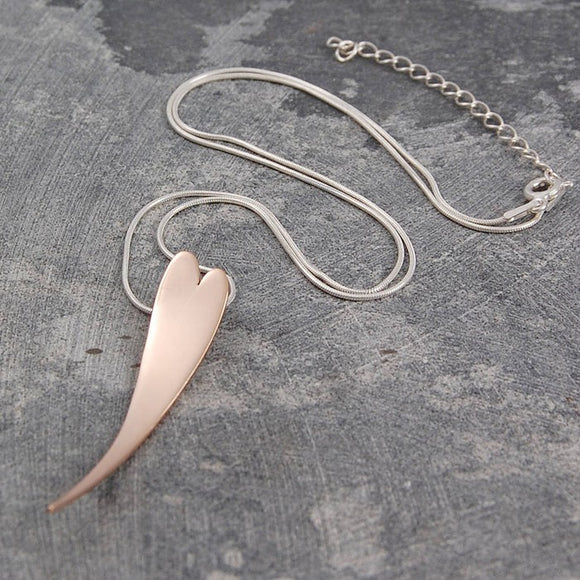 Curved Rose Gold Heart Necklace