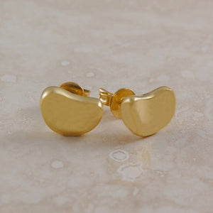 Bean Gold Stud Earrings