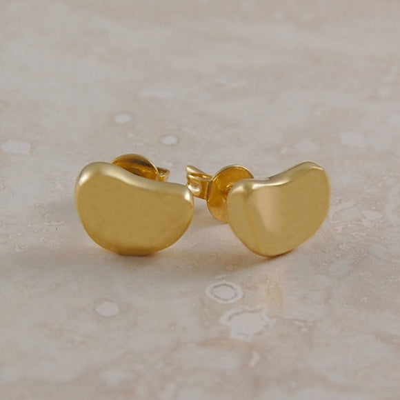 Bean Gold Stud Earrings