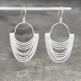 Silver Layered Chain Long Drop Earrings